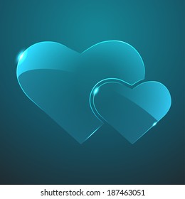 Vector glass two hearts icon. Eps10