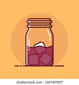 Vector Glass with water and cube filled line style