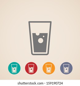 vector glass of water icons