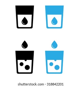 Vector glass of water icons set isolated on white