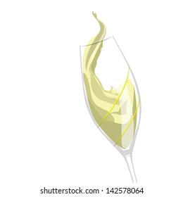 vector a glass of white wine on a white background