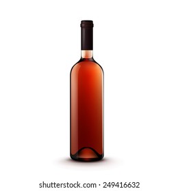 Vector Glass Wine Bottle Isolated on White Background