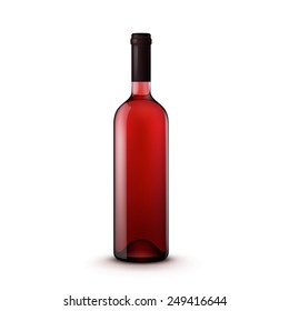Vector Glass Wine Bottle Isolated on White Background