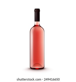 Vector Glass Wine Bottle Isolated on White Background