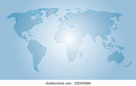 Vector glass world map water colors with outline