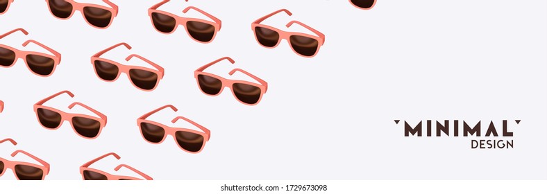 Vector Glasses 3d design object. Realistic sunglasses pattern white background.