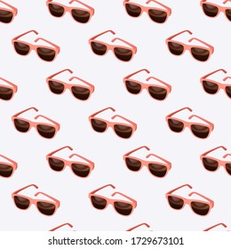Vector Glasses 3d design object. Realistic sunglasses pattern seamless on white background.
