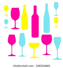 Vector glasses and bottles collection