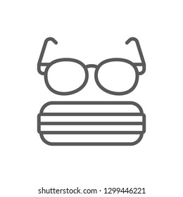 Vector glasses with case line icon. Symbol and sign illustration design. Isolated on white background