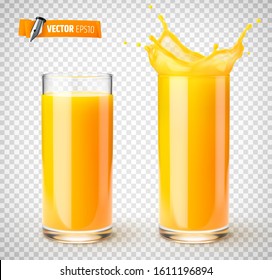 Vector glasses of fruit juice on transparent background - Shutterstock ID 1611196894