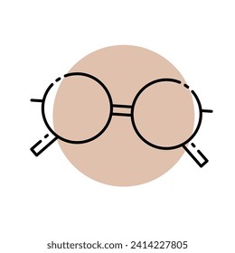 Vector glasses icon on the background of a beige circle