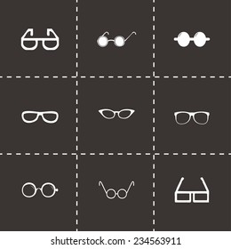 Vector glasses icon set on black background