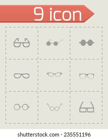 Vector glasses icon set on grey background