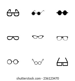 Vector glasses icon set on white background