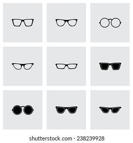 Vector glasses icon set on grey background