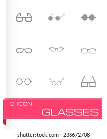 Vector glasses icon set on grey background