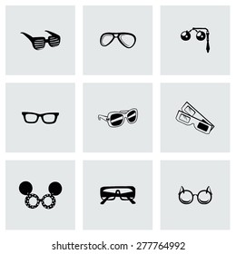 Vector Glasses icon set on grey background