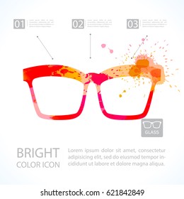 Vector Glasses Icon. Watercolor style. Fashion illustration