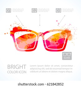 Vector Glasses Icon. Watercolor style. Fashion illustration