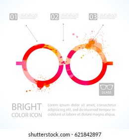 Vector Glasses Icon. Watercolor style. Fashion illustration