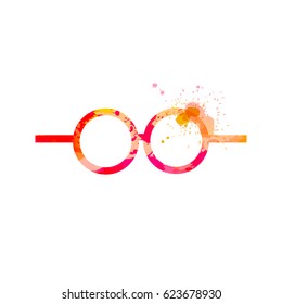 Vector Glasses Icon. Watercolor style. Fashion illustration