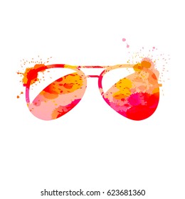 Vector Glasses Icon. Watercolor style. Fashion illustration
