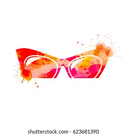 Vector Glasses Icon. Watercolor style. Fashion illustration
