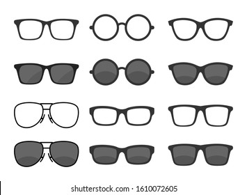 Vector glasses icons set. Vector illustration.