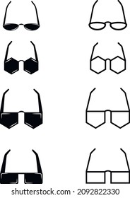 Vector glasses icons.
Two options are linear and black and white.