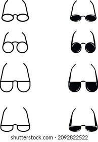 Vector glasses icons.
Two options are linear and black and white.