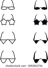 Vector glasses icons.
Two options are linear and black and white.