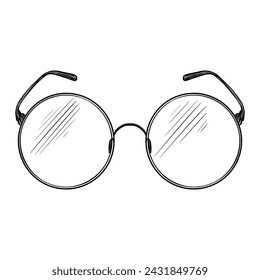 Vector de gafas aisladas en blanco, dibujo de boceto vintage