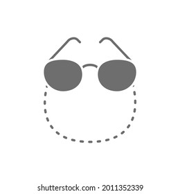 Vector glasses on a chain grey icon.