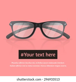 Vector glasses on pink background, vector illustration