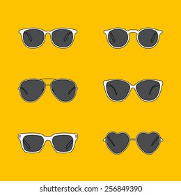 Vector glasses on yellow background. Flat design style