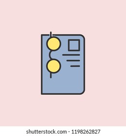 Vector Glasses and paper Icon. Element of color education for mobile concept and web apps illustration. Thin line icon for website design and development, app development
