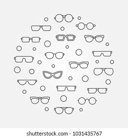 Vector glasses round concept illustration or symbol in thin line style