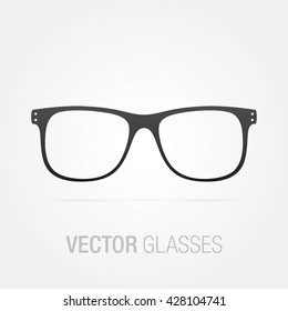 Vector glasses. Silhouette of black unisex glasses isolated on background.