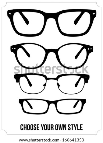 Vector Glasses Silhouette Set Stock Vector (Royalty Free) 160641353
