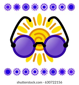 Vector Glasses and Sun on White Background. Hot Summer Symbol