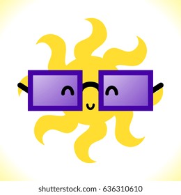 Vector Glasses and Sun on White Background. Hot Summer Symbol