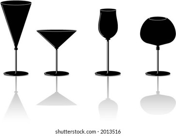 vector glasses of various drinks