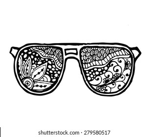 Vector of glasses in zentangle style