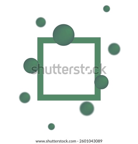 Vector glassmorphism. Space for text, banner. Transparency effect. Place for awesome title. Glassmorphism frame. Set of green spheres.