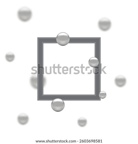 Vector glassmorphism. Space for text, banner. Transparency effect. Place for awesome title. Glassmorphism frame. Set of grey spheres.
