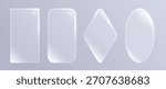 A vector glassmorphism translucent frames, transparent backgrounds with soft glow effects, designs for interfaces and elegant digital designs.