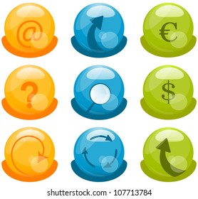 Vector Glassy Business Icons Set