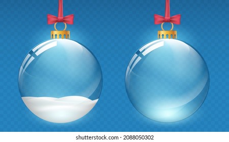 Bolas navideñas de cristal vectorial. Las plantillas están aisladas en un fondo transparente. Ilustración de acciones