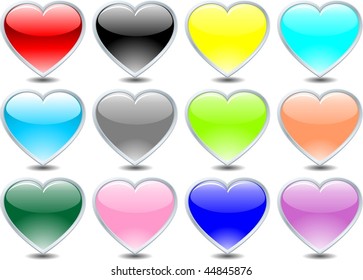 vector glassy hearts (silver)