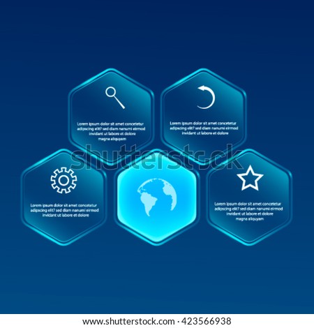 Vector glassy Hexagon banner. Infographic design,Can be used for website and promotion.
